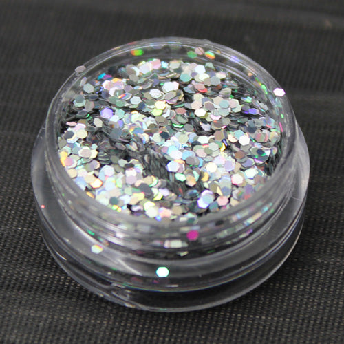 Holographic Silver 1mm hexagon glitter
