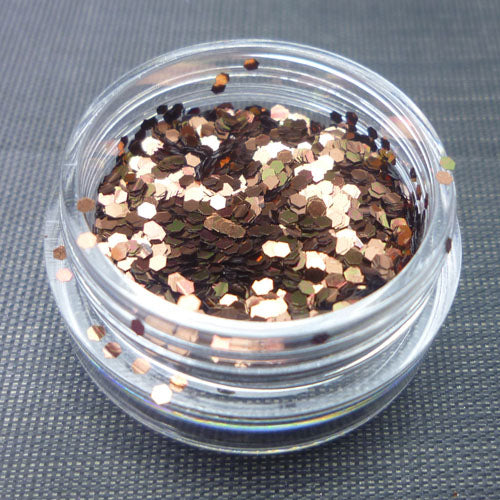 metallic coffee brown hexagon festival face glitter