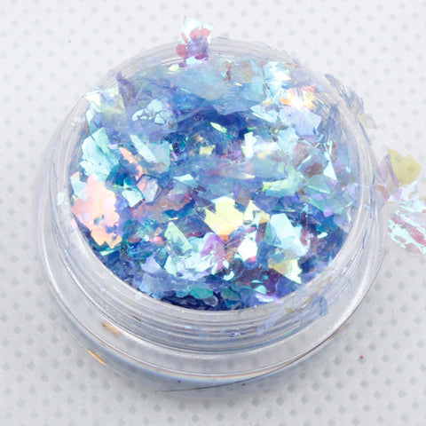 evol iridescent persian blue ice flakes face glitter