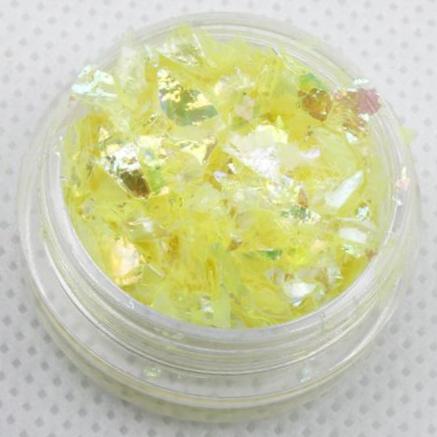 evol yellow iridescent ice flakes glitter pot