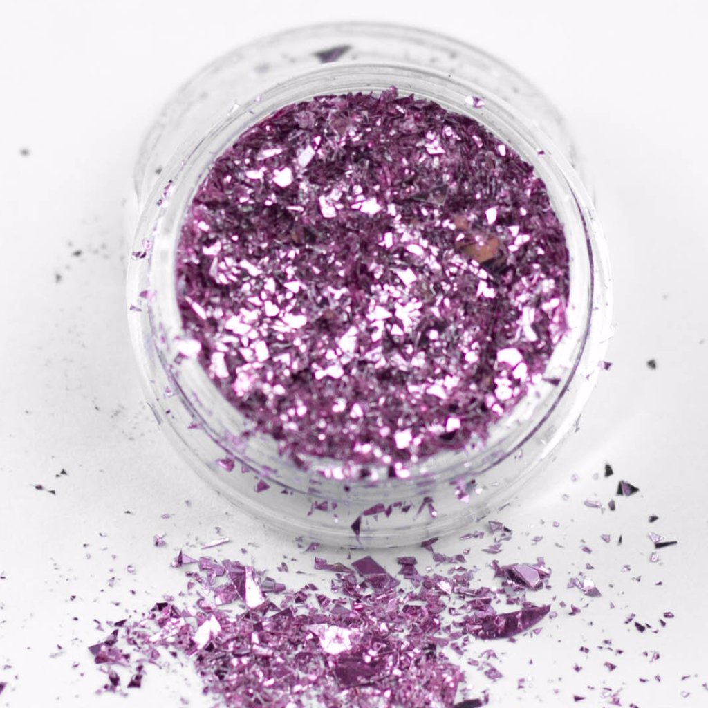 metallic pink ice flakes festival face glitter evol