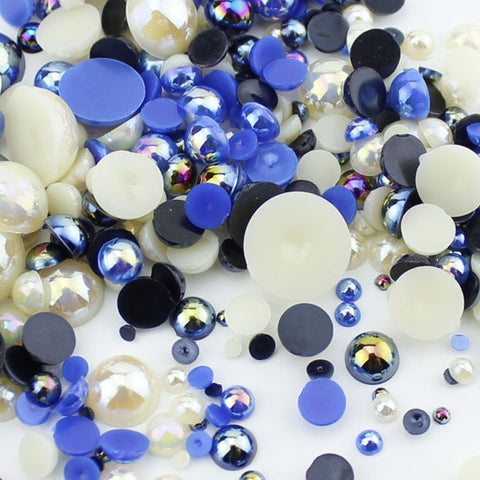 "Milky Way" 15g Mixed Size Bag of Flat Back Pearl Face Gems