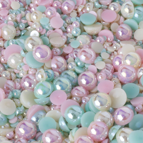 pastel mixed size and colour flat back pearl mix evol