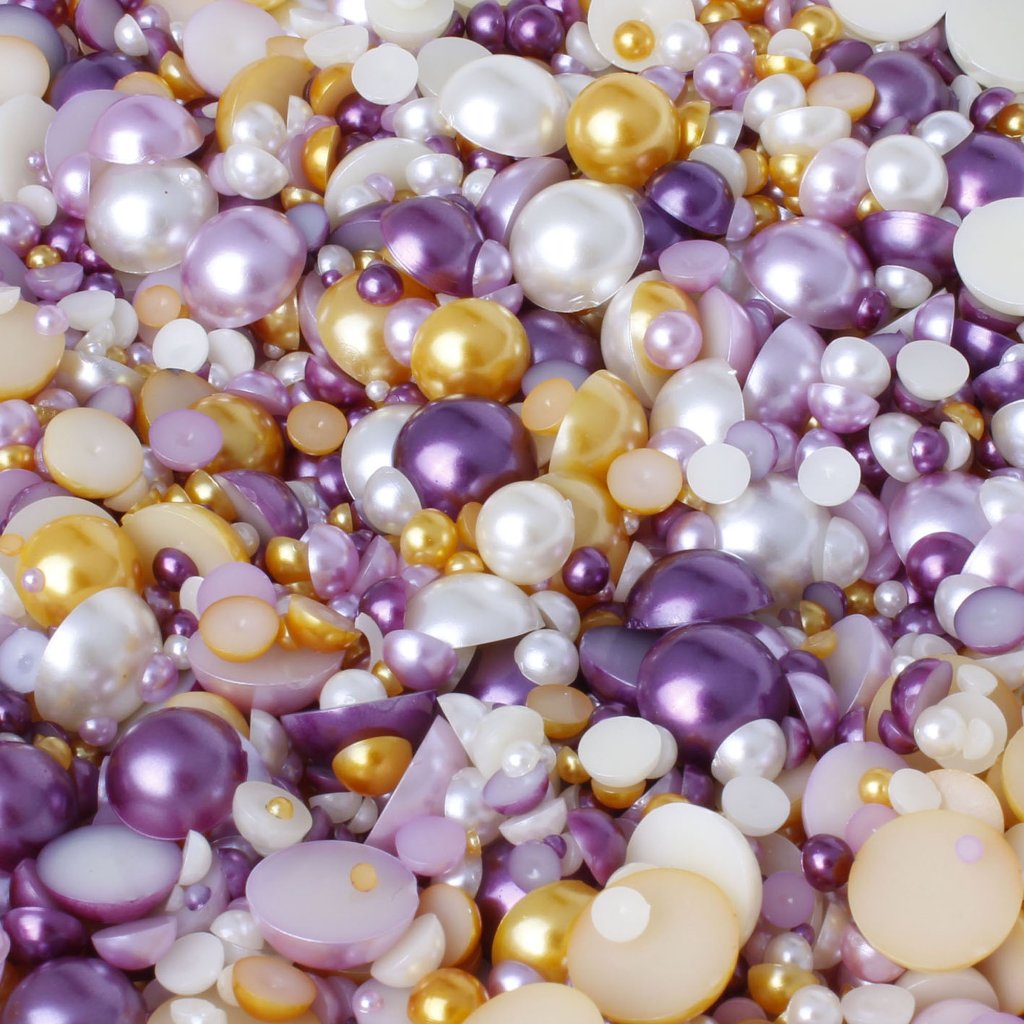 "Rapunzel" 15g Mixed Size Bag of Flat Back Pearl Face Gems