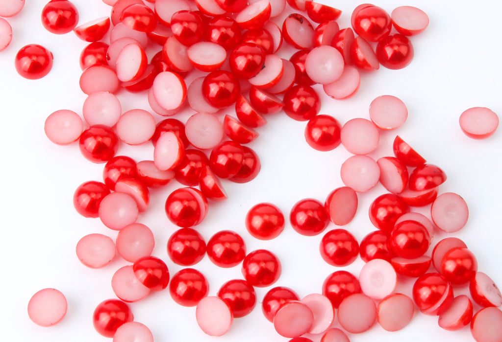 Red Flat Back Pearls
